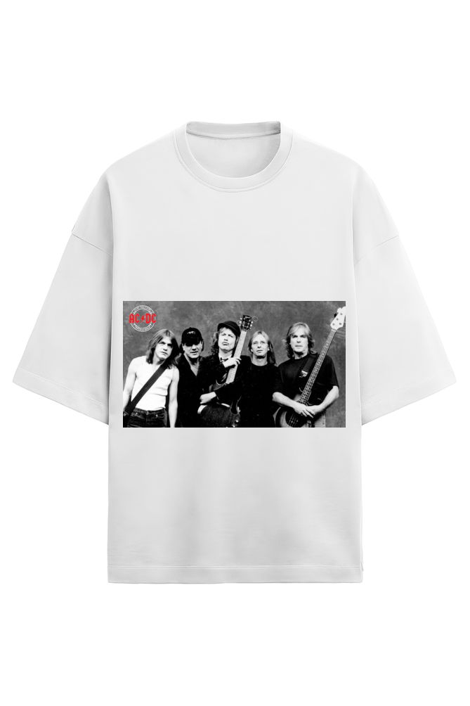 ACDC - Unisex Terry Oversized T-shirt in white.