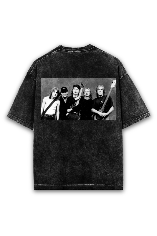 ACDC - Unisex Acid Wash Oversized Classic T-shirt Black