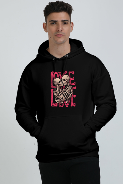 Unisex Oversized Hoodie - "Love" Theme with Hugging Skeletons