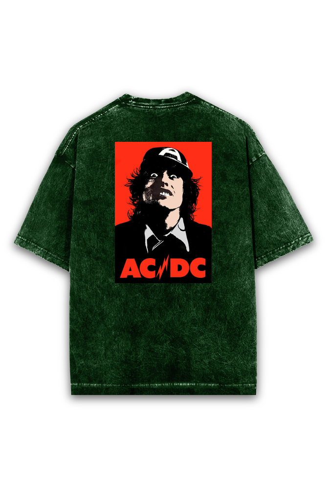 ACDC - Unisex Acid Wash Oversized Classic T-shirt Black