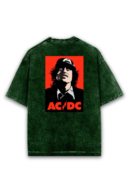 ACDC - Unisex Acid Wash Oversized Classic T-shirt Black