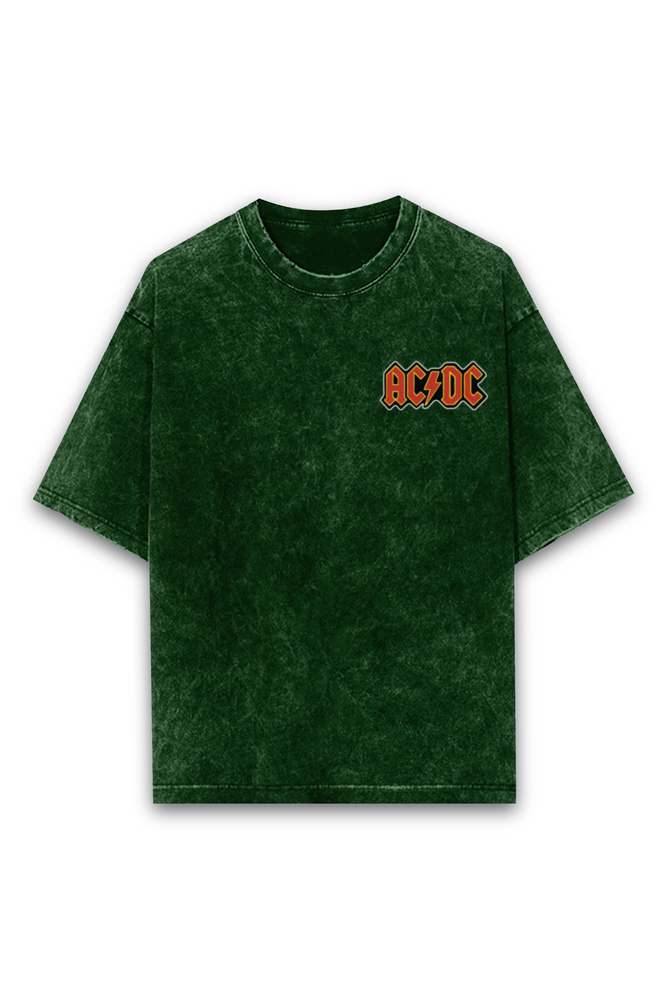 ACDC - Unisex Acid Wash Oversized Classic T-shirt Black