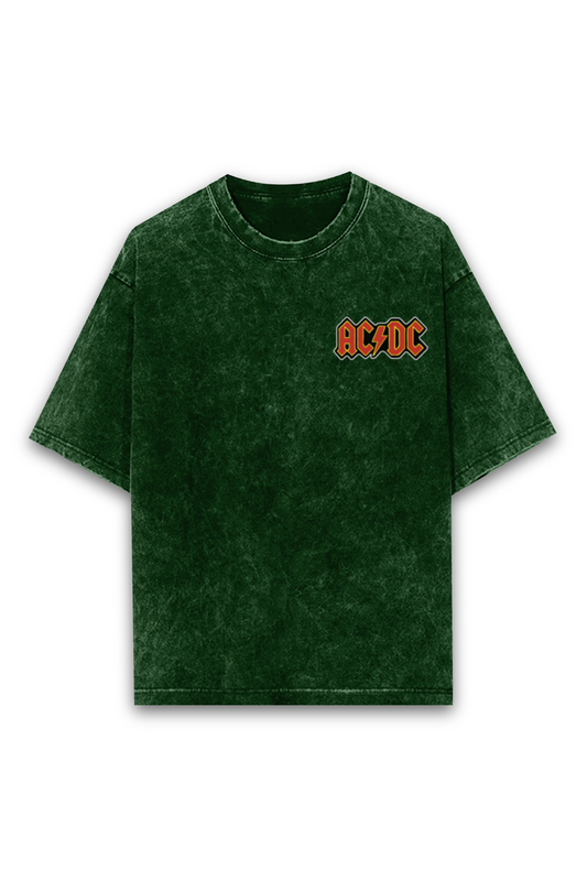 ACDC - Unisex Acid Wash Oversized Classic T-shirt Black