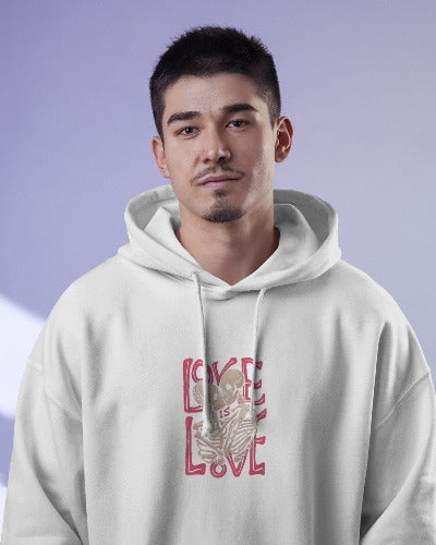 Unisex Oversized Hoodie - "Love" Theme with Hugging Skeletons